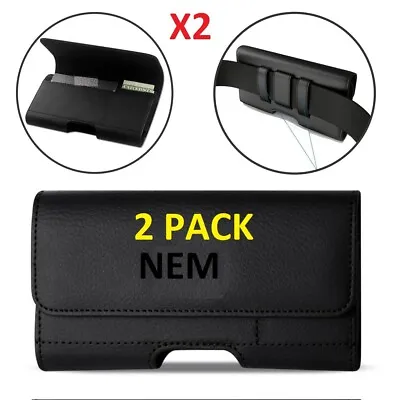 2 PACK NEM Cell Phone Leather Card Carrying Slim Pouch Case Belt Clip Holster • $16.99