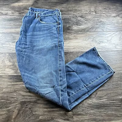 Polo Ralph Lauren Jeans Mens 40x32 Faded Blue Hampton Straight Denim Distressed • $26.97