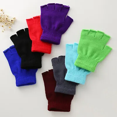 Thermal Knitted Fingerless Gloves Warm Winter Half Finger Gloves Men Women Soft • $4.74