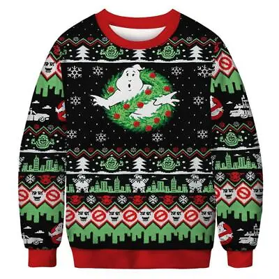 3D Ghostbusters Christmas Sweater Ugly Xmas Jumper Pullover Hoodie Xmas Gifts UK • £18.83