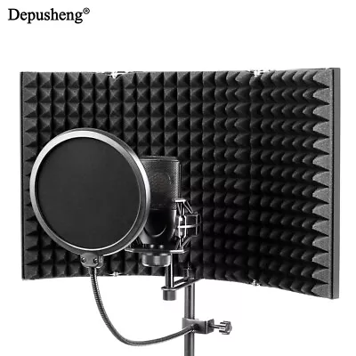 Studio Microphone Shield Plate Foldable Isolation Shield  Pop Filter Wind Screen • $43