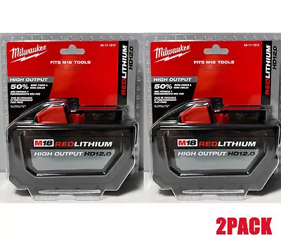 2 Pack Milwaukee 48-11-1812 M18 RedLithium High Output HD 12.0 Battery • $279.99
