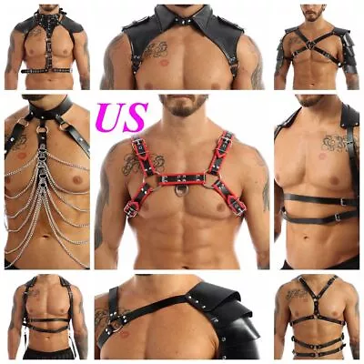 US Sexy Mens Body Chest Harness Muscle Lingerie Culbwear Steampunk Costume Belt  • $9.19