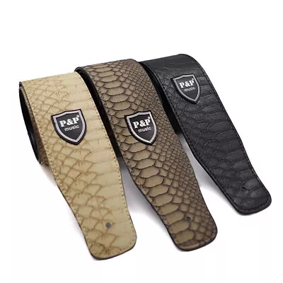 $18.50 • Buy Leather Guitar Strap Embossed For Acoustic Electric Guitar Bass Strap AU