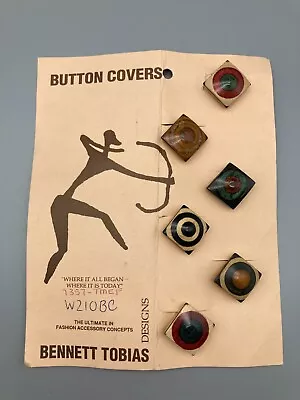 Bennett Tobias Designs Wooden Button Covers (6-buttons) On Original Card~Vintage • $9.99