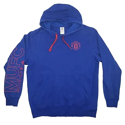 2016 Adidas Manchester United Red Devils Hoodie Large Blue Pullover MUFC • $39.99