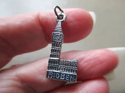 Vintage Silver Tone London Souvenir Lucky Charm Big Ben Old Fob Pendant Necklace • £14.99