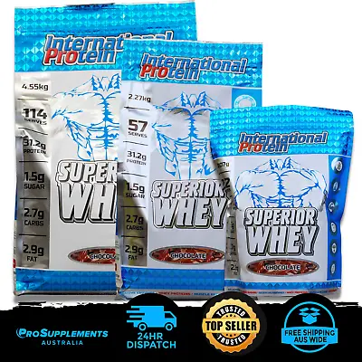 INTERNATIONAL PROTEIN Superior Whey Protein Powder WPI WPC 6 Flavours  3 Sizes • $259.90