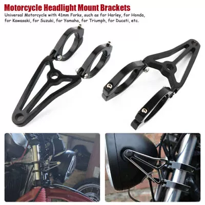 Motorcycle Headlight Mount Bracket Fork Head Lamp Holder For Cafe Racer 41mm • £17.29