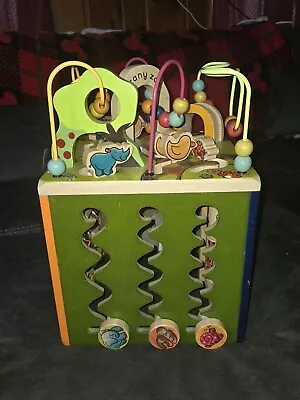 Zany Zoo Wooden Activity Cube Educational Preschool Learning Bead Maze Toy B You • $40