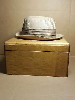 Vintage Penny's Marathon Milan Straw Brim Tan/Brown Fedora Hat Size 7 1/4 W  Box • $175