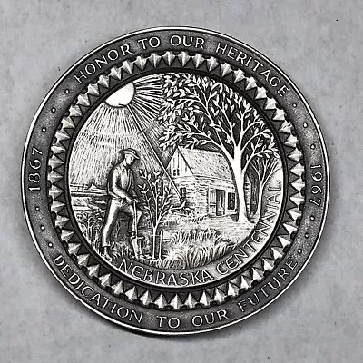 1967 MEDALLIC ART CO NEBRASKA CENTENNIAL 1.93 Troy OZ .999 SILVER MEDAL • $69.95