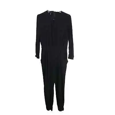 MNG Suit Mango Roll Tab Long Sleeve Jumpsuit Women's 6 Black • $21.24