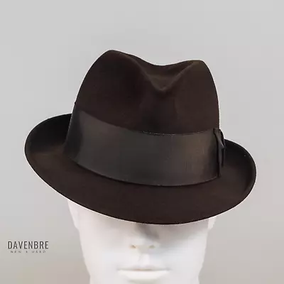 Vintage Fairmont Fur Felt Fedora Hat Mens 7 3/8 Chocolate Brown Overwelt • $23.96