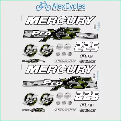 225 HP Mercury Optimax ProXS Outboadrs Motor Camo Green/Black Laminated Decals • $77