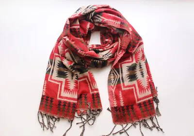 Cozy And Warm Hand Loomed Red Check Pattern Printed Yak Wool Shawl • $39.90