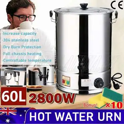 Electric Hot Water 60L Urn Stainless Steel Concealed Element Boiler Tea Kettle A • $146.99