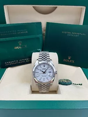 $10625 • Buy Rolex Datejust 41mm White Index Dial Jubilee Bracelet 126300 Pre-Owned 2021