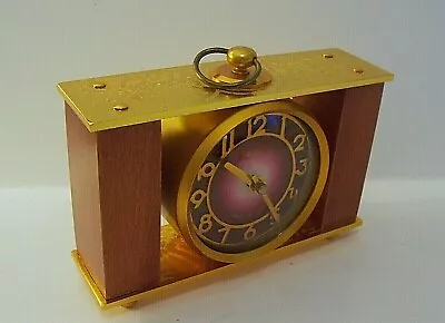 Vintage Majak Mayak USSR Russia Wood & Metal Mantel Wind-Up Desk Clock • $70.36