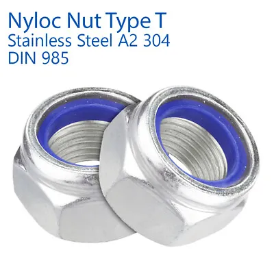 Stainless Steel Nyloc Nuts Type T Din 985 M3 M4 M5 M6 M8 M10 M12 M14 M16 M20 M24 • £188.19