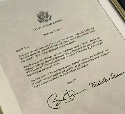 SIGNED Personalized Barack Obama Michelle Christmas 2023 Letter • $39.99