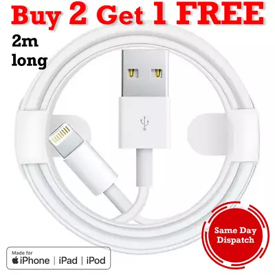 IPhone Charger Cable 2m USB A Fast Apple IPhone 6 7 8 X 11 12 13 14 Pro Max • £2.85