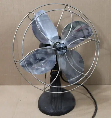 Vintage Art Deco FAULTLESS 10  METAL 4-BLADE OSCILLATING FAN WORKS F159-B  B2 • $24.99