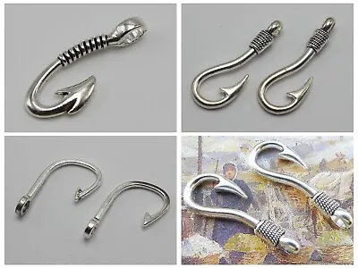 10 Pcs Tibet Silver Tone S Fish Hook Clasp Various Shape For Bracelet Make Craft • $2.96