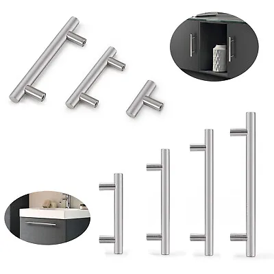 Probrico Stainless Steel T Bar Kitchen Cabinet Door Handles Cupboard Drawer Knob • £59.58