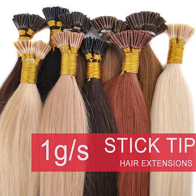 Thick 1g/s Keratin Stick I-Tip Fusion Remy Human Hair Extensions Straight 16-24  • $23.36