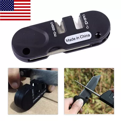 Outdoor Pocket EDC Folding Knife Sharpener Ceramic Carbide Diamond Tapered Tool • $4.32