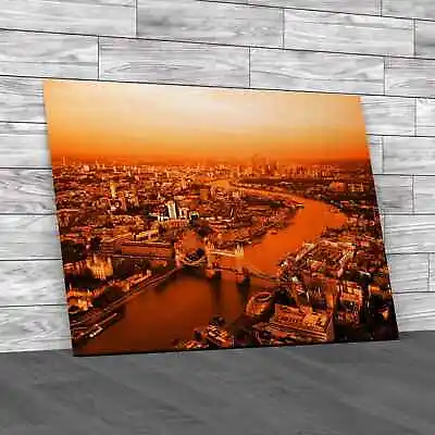 London Skyline From Above Orange Canvas Print Large Picture Wall Art • £18.95