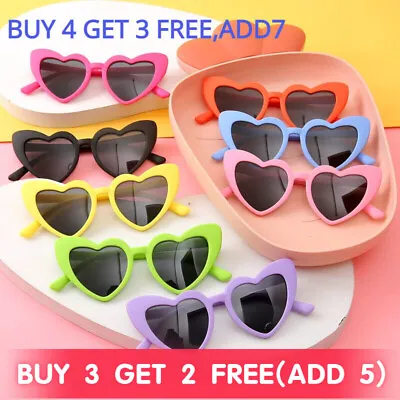 Retro Love Heart Shape Sunglasses UV400 Cat Eye Women Kids Vintage Glasses 2024 • £2.85