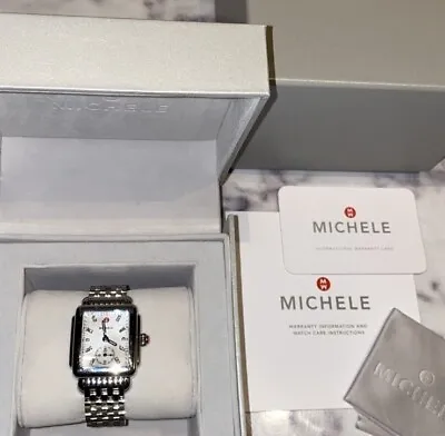 Michele Deco 18 Stainless Steel Diamond Detail Watch • $550