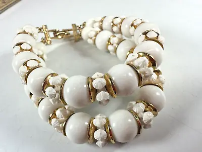 Vintage Bracelet Vendome White Bead Double Strand 60s • $26.25