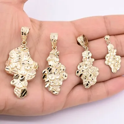 Huge Nugget Style Textured Nugget Pendant Charm Real 10K Yellow Gold All Sizes • $327.24