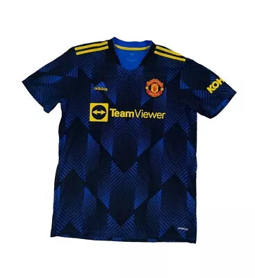 Adidas Manchester United 2021/22 Third Soccer Jersey Blue Mens Size L GM4616 • $29.99