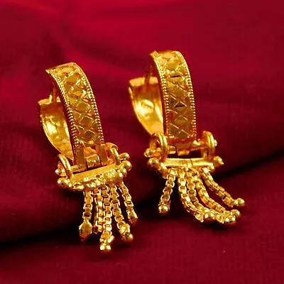 Indian Wedding Earrings For Women Gold Plated Huggie Ethnic Fashion Jewelry • $15.94