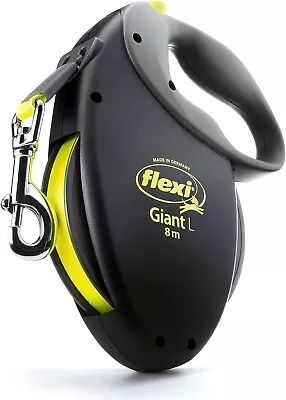 Flexi Giant Neon Tape Black Large 8m Retractable Dog Leash/Lead For Dogs Up To • £32.95