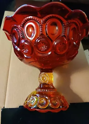 LE Smith Amberina Red Moon And Star Pedestal Glass Compote Candy Dish  7  • $9