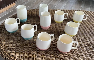 $24 • Buy Bopp-Decker Vtg Vacron Cups 10 Pc Set MCM Vacuum Tumblers Various Pastel Bottoms