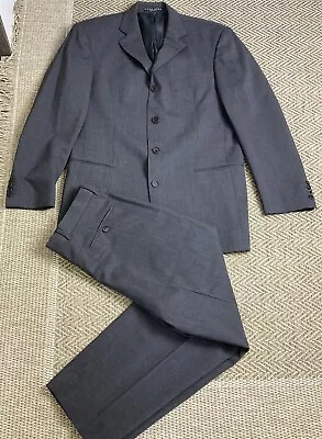 Hugo Boss Suit Mens 40R Gray Virgin Wool 2 Piece 4 Button Blazer Dress Pants • $43.20