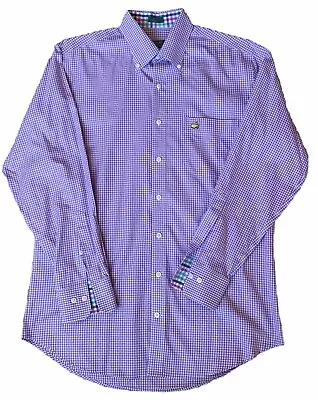 Peter Millar Masters Golf Shirt Mens Medium Long Sleeve Button Down Purple MINT • $50.88