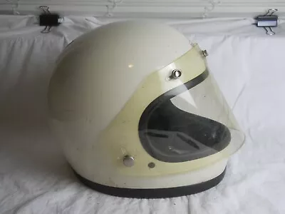 Vintage Bell Star 120 Motorcycle / Snowmobile Helmet With Shield White.  (DS) • $249.99