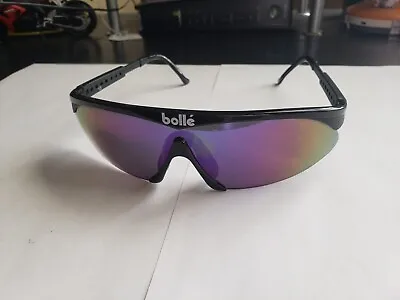 🚨🔥Vintage 80s 90s Bolle' Designer Sport Shield Black Sunglasses Ski Beach Rare • $64.99