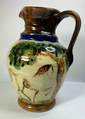 Majolica Vintage Jug Vase Pitcher Horse Motif • $44.31