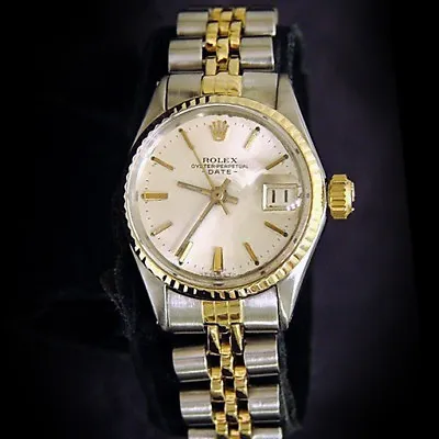 $5457.98 • Buy Vintage Rolex Date Ladies 2Tone 14K Yellow Gold Steel Watch Jubilee Silver 6517
