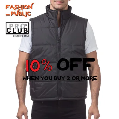 Proclub Pro Club Men's Heavyweight Padding Vest Jacket Classic Full Zipper Vest • $22.95