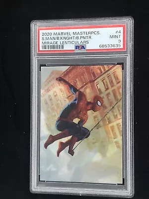 2020 Marvel Masterpieces Spiderman Black Panther Mirage Lenticulars #4 PSA 9 SP • $500