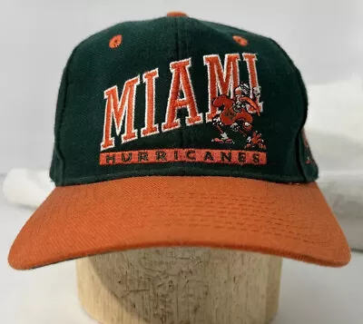 Vintage Miami Hurricanes Snapback Hat Spellout Embroidered Logo Sports Signature • $22